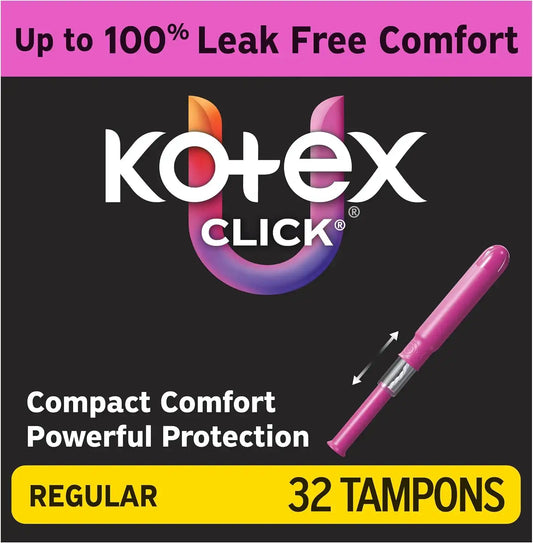 U by Kotex Click Compact Tampons, Regular, 192 Count, 6 Packs of 32