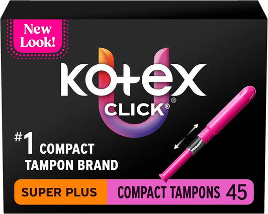 U by Kotex Click Compact Tampons, Super Plus, Unscented, 45 Count