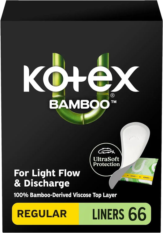 Kotex Bamboo Wrapped Liners, Light Absorbency, Regular Length, 66 Count