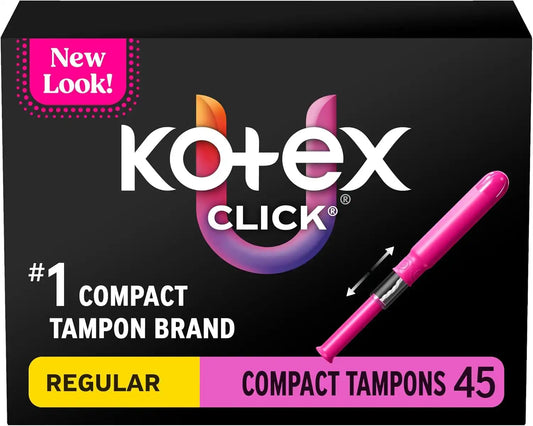 U by Kotex Click Compact Tampons, Regular, Unscented, 45 Count