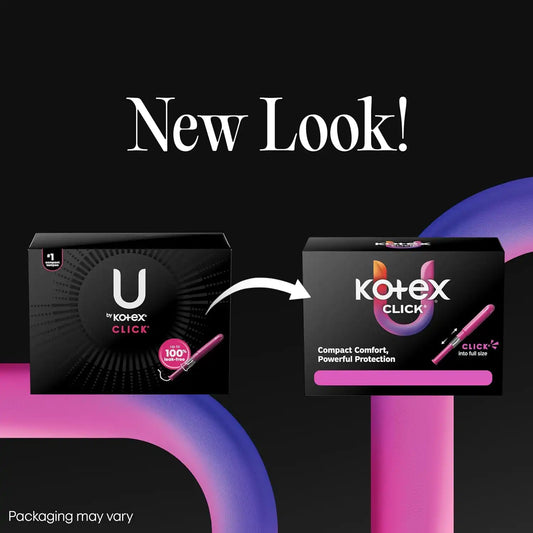 U by Kotex Click Compact Tampons, Regular, Unscented, 45 Count