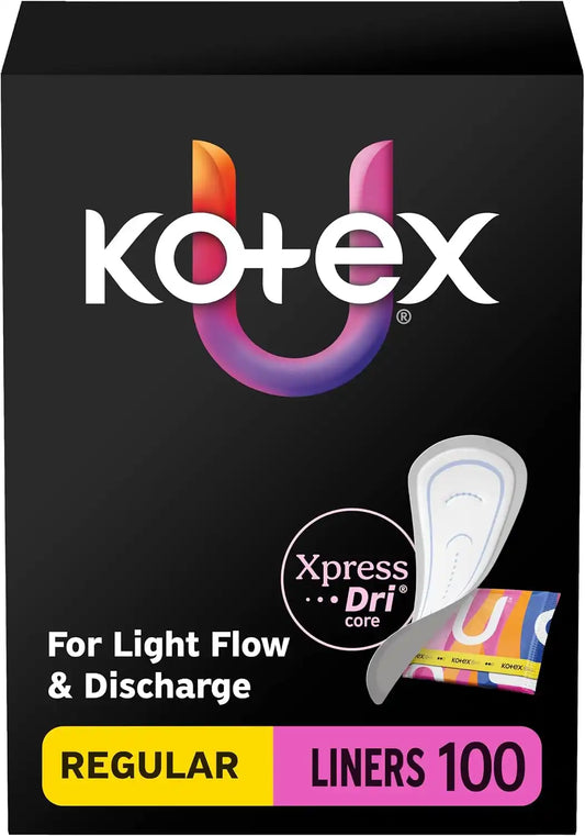 Kotex Wrapped Liners, Light Absorbency, Regular Coverage, 100 Count