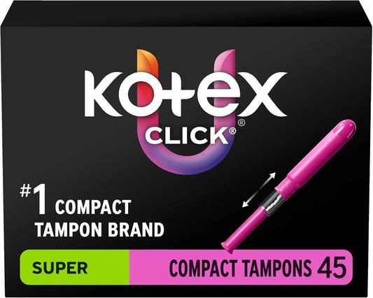 U by Kotex Click Compact Tampons, Super, Unscented, 45 Count