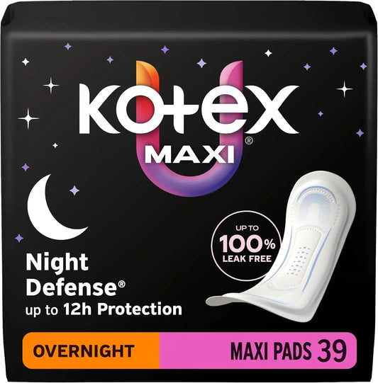 Kotex Overnight Maxi Pads, 39 Count