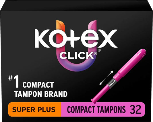 U by Kotex Click Compact Tampons, Super Plus, 192 Count, 6 Packs of 32
