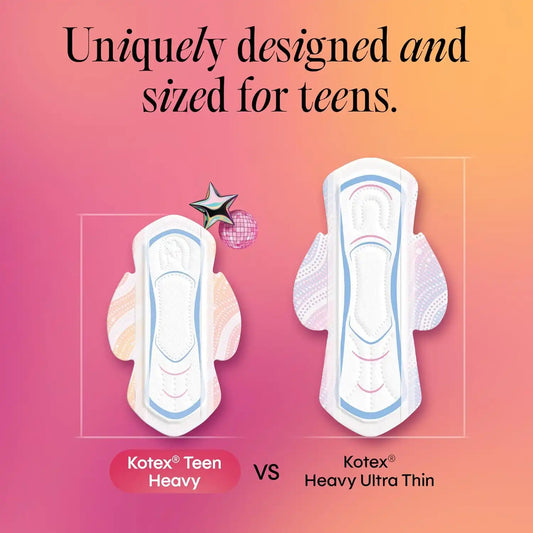 Kotex Ultra Thin Teen Pads, Wings, Heavy, 36 Count